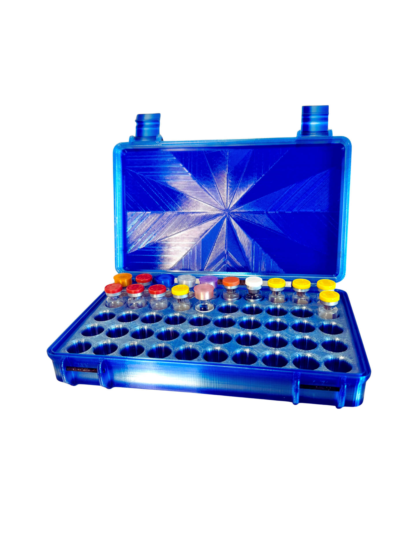 Freezer Peptide, GLP Storage Case with Vial Caps! Holds 50 3mL Vials - Made from PETG, the same material used for water bottles