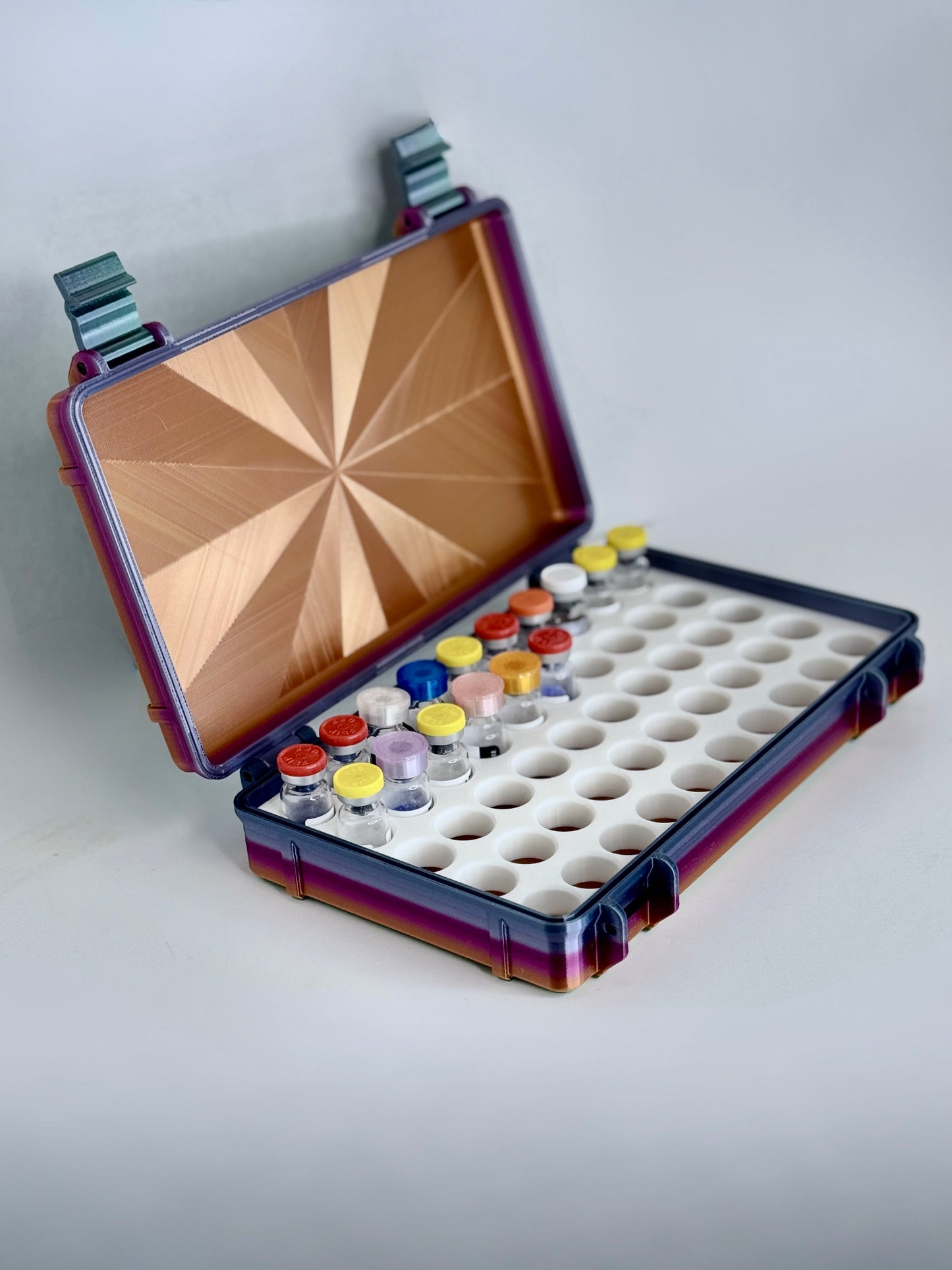 Freezer Peptide, GLP Storage Case with Vial Caps! Holds 50 3mL Vials - Made from PETG, the same material used for water bottles