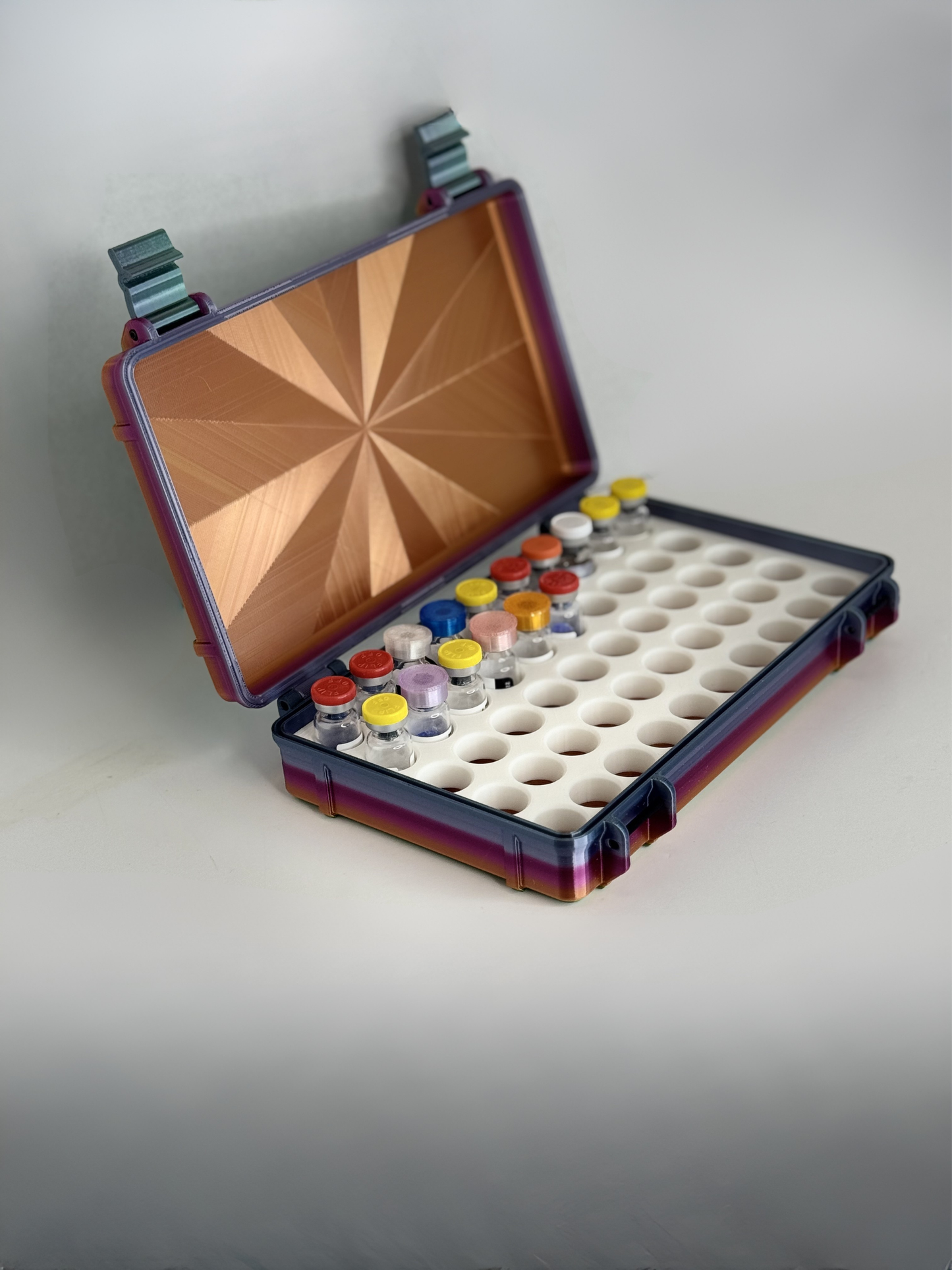Freezer Peptide, GLP Storage Case with Vial Caps! Holds 50 3mL Vials - Made from PETG, the same material used for water bottles