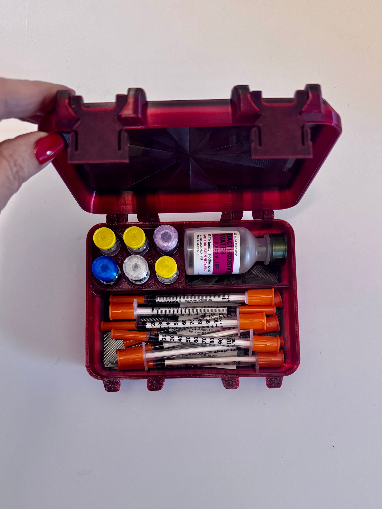 Pepper Red Vial Case for Peptides, GLP, HRT/TRT — Travel + Refridgerator