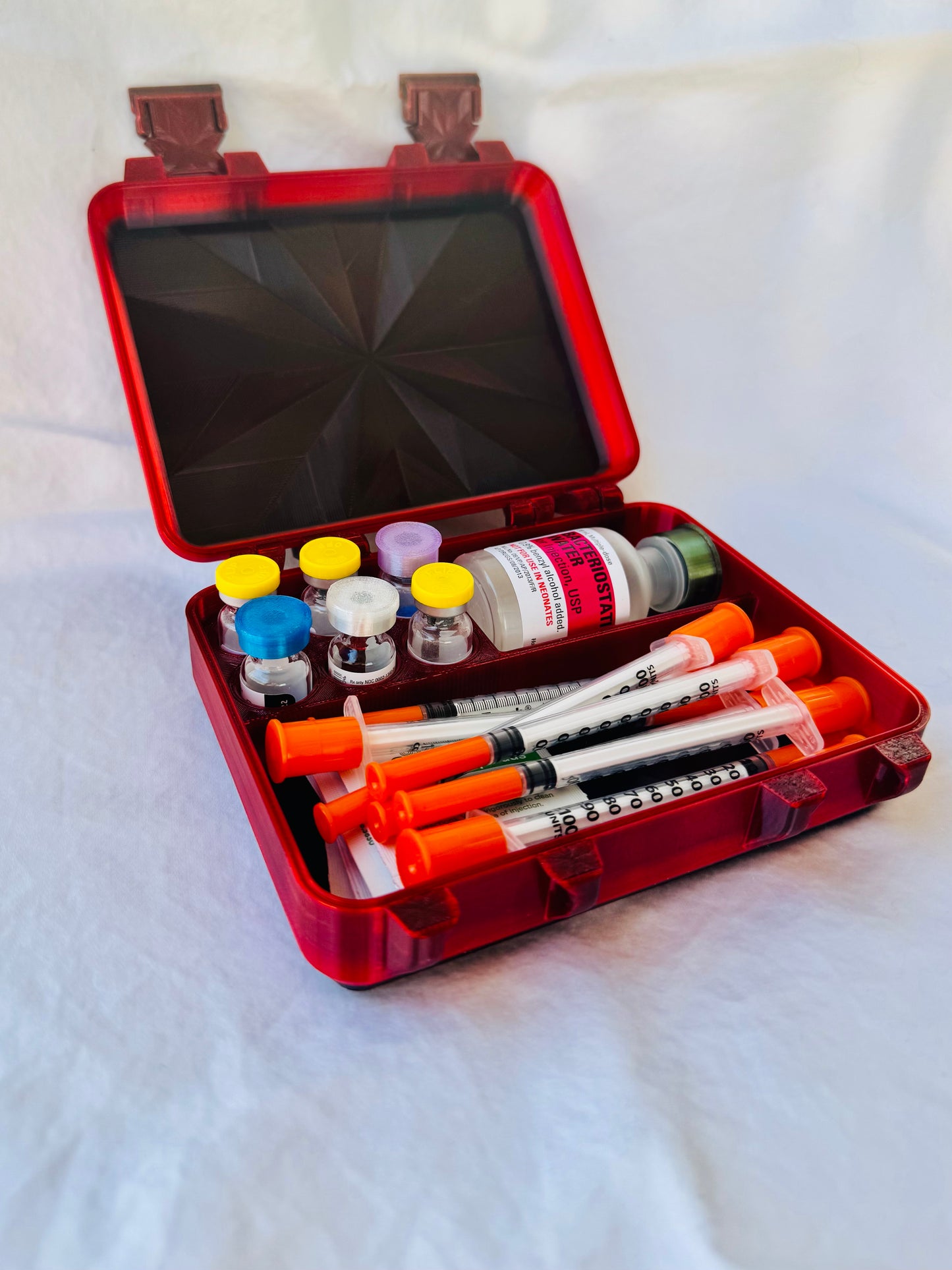 Pepper Red Vial Case for Peptides, GLP, HRT/TRT — Travel + Refridgerator