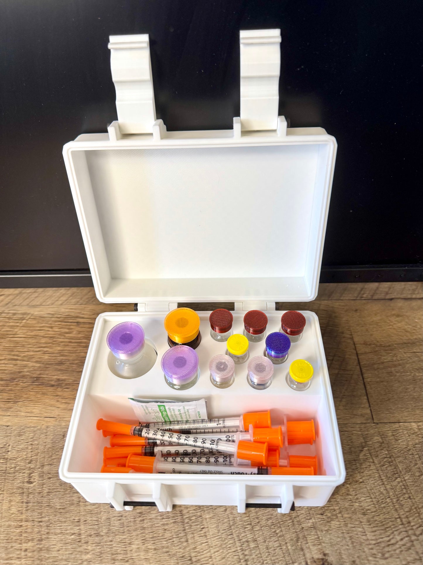 Jumbo Peptide Storage Box - Holds Bac + 10mL + 5mL + 3mL - All Standing Up