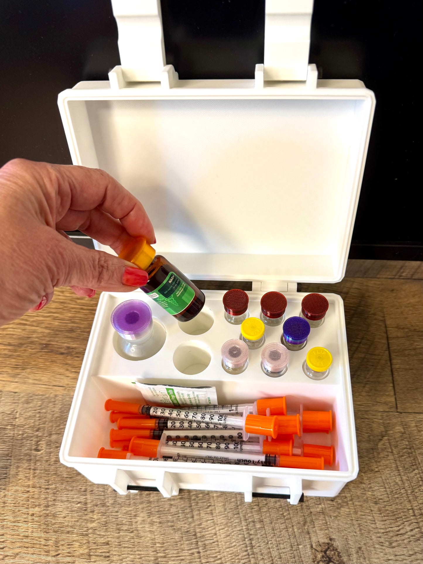 Jumbo Peptide Storage Box - Holds Bac + 10mL + 5mL + 3mL - All Standing Up