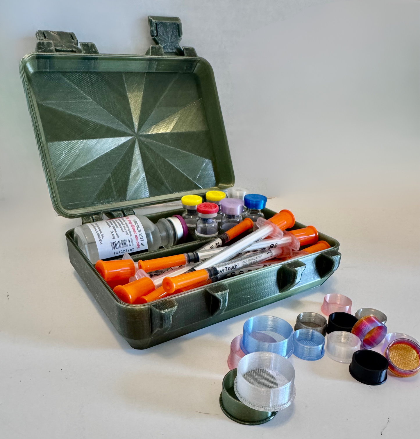 Peptide, GLP Storage Case with Vial Caps! HRT, TRT, GLP, Peptides